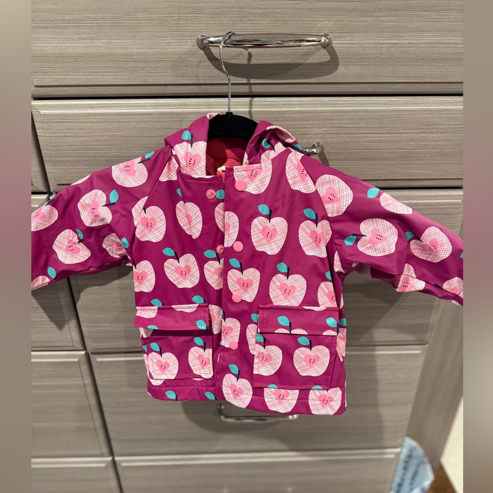 Hatley Fuchsia Apple Print Raincoat